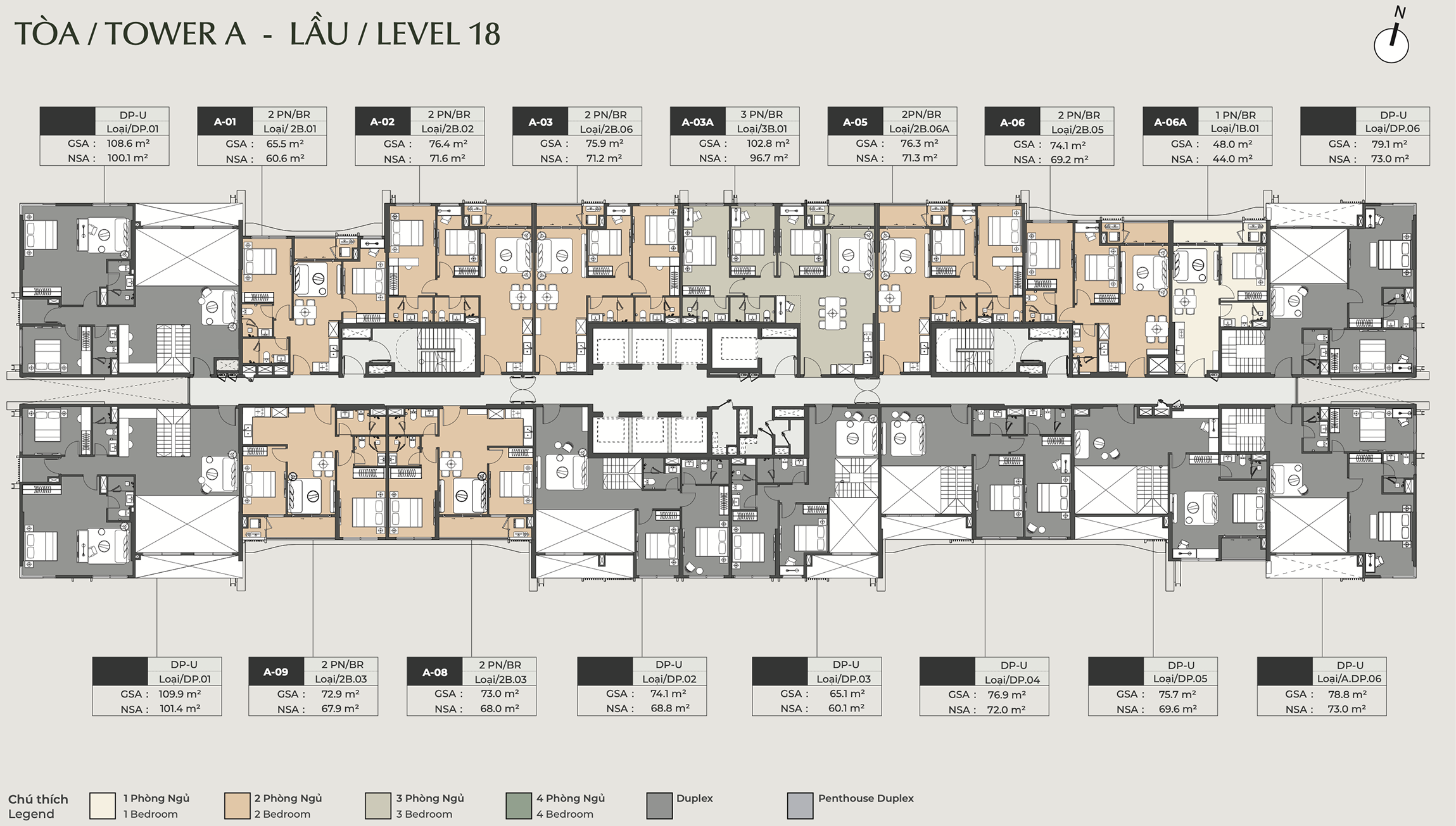 Mặt bằng Tháp A LUMIÈRE Midtown