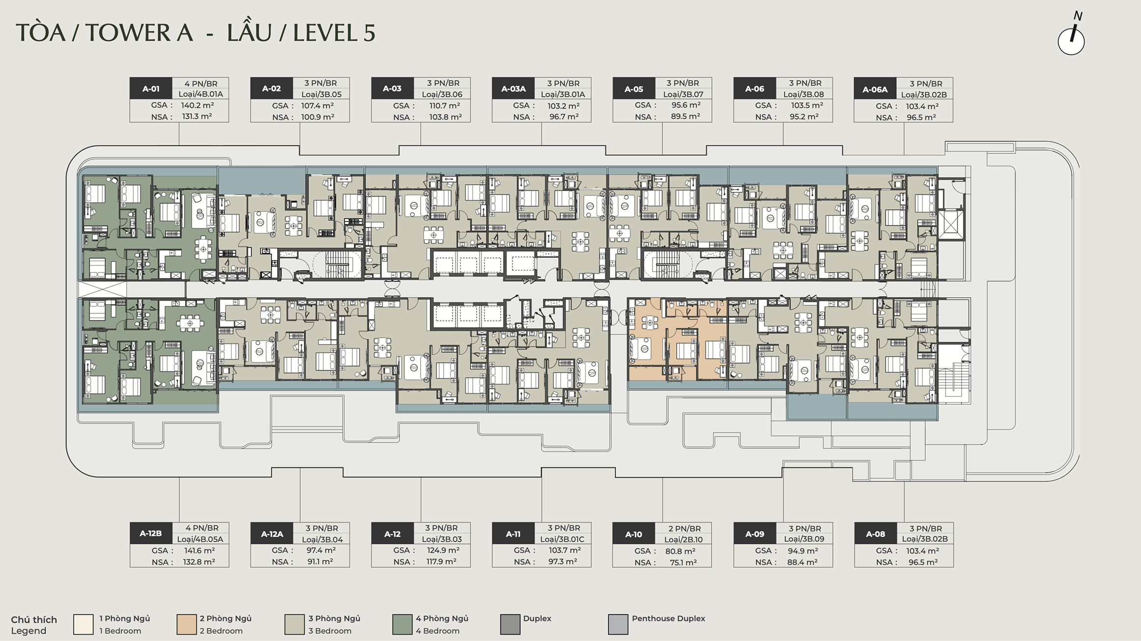 Mặt bằng Tháp A LUMIÈRE Midtown