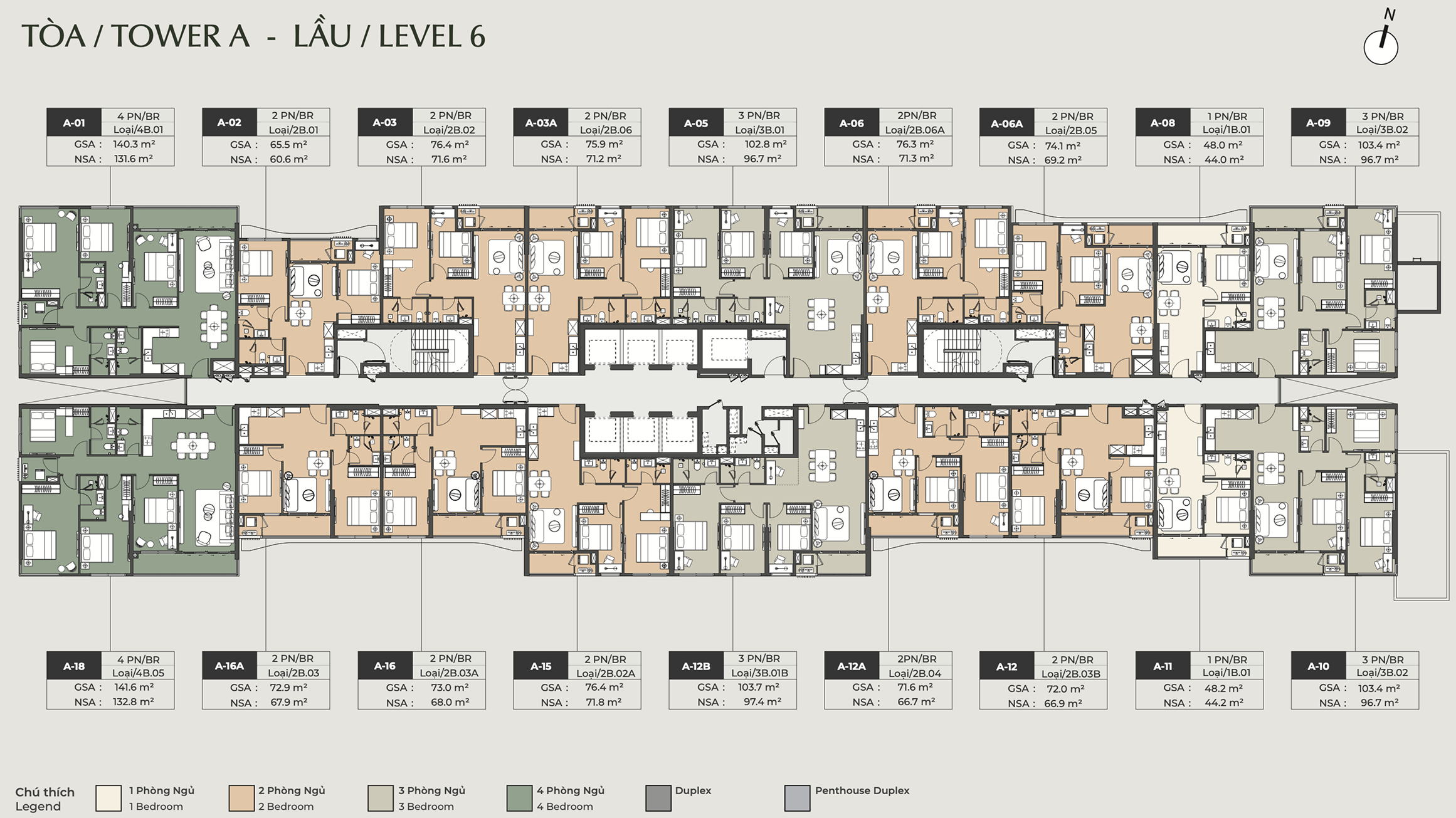 Mặt bằng Tháp A LUMIÈRE Midtown