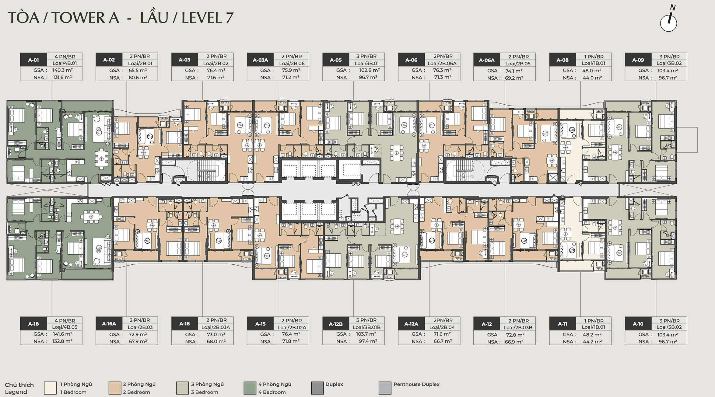 Mặt bằng Tháp A LUMIÈRE Midtown