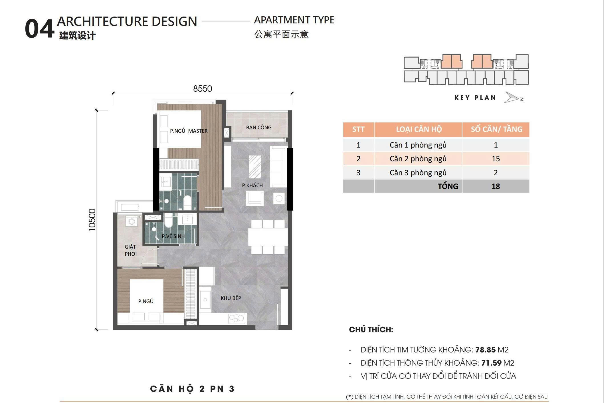 Layout căn hộ 2 phòng ngủ Ansana By Kita