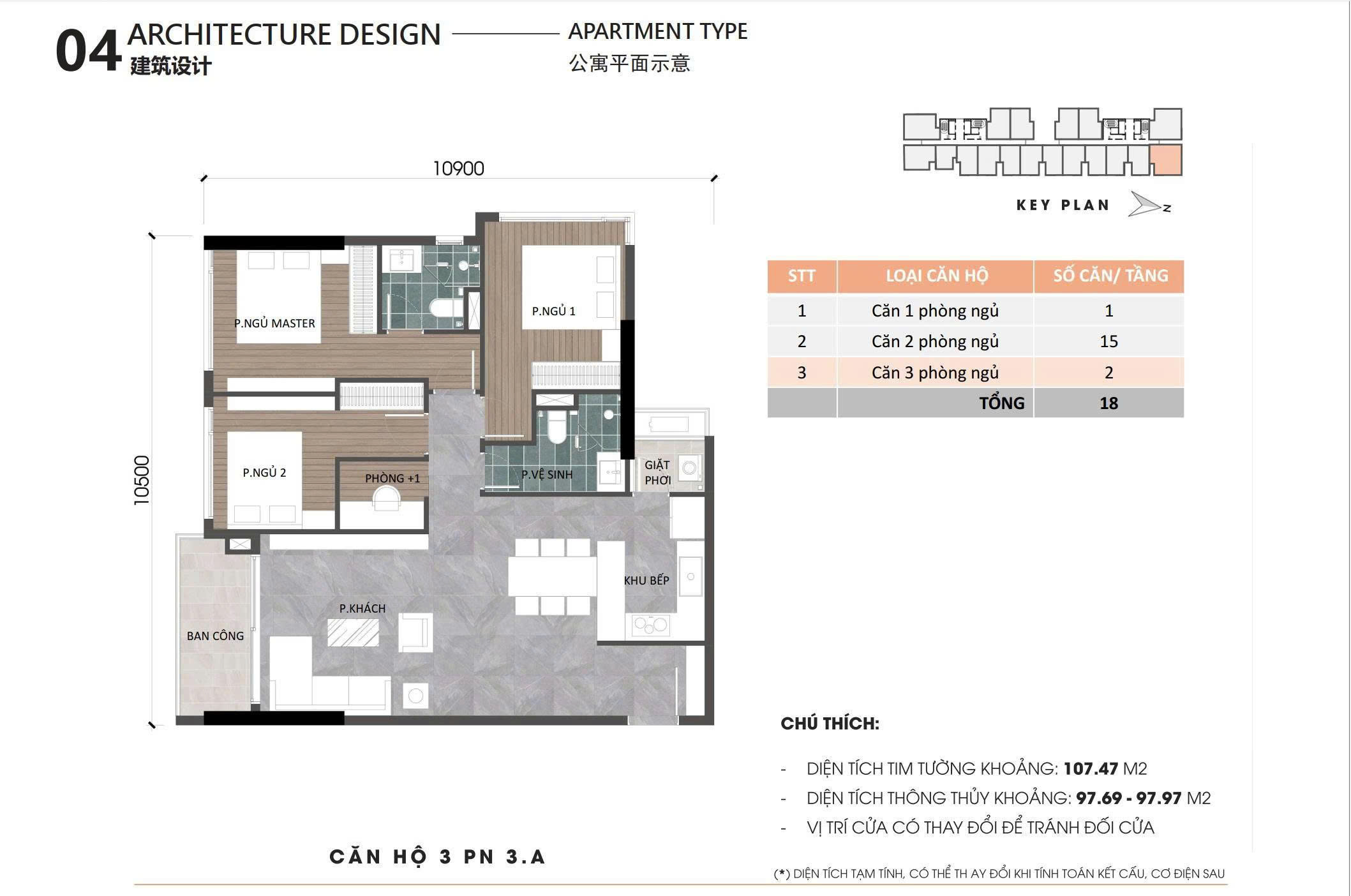 Layout căn hộ 3 phòng ngủ Ansana By Kita