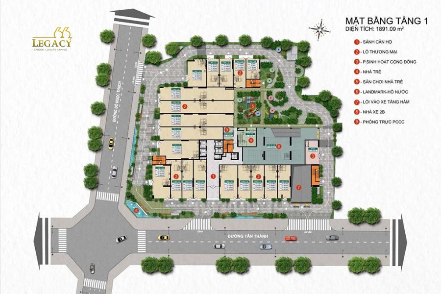 Mặt bằng tầng 1 Legacy 66 tân thành