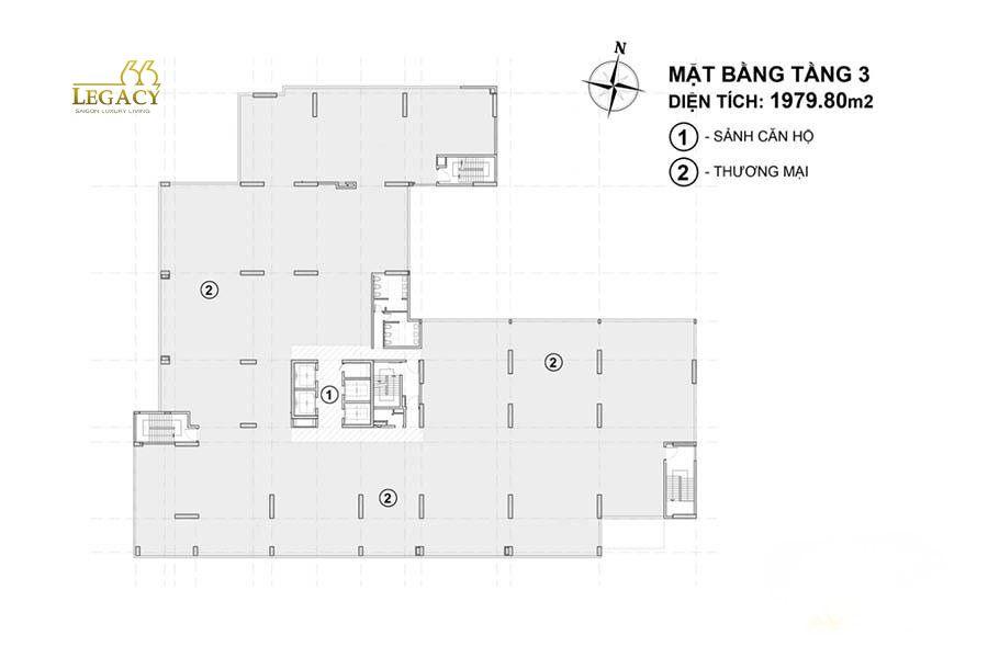 Mặt bằng tầng 3 Legacy 66 tân thành