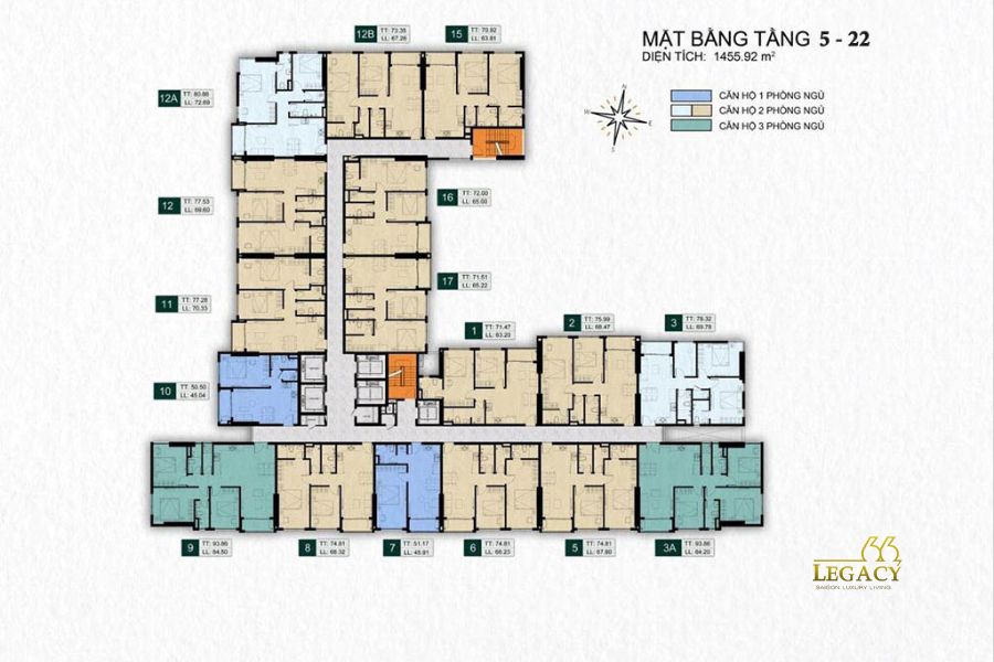 Mặt bằng tầng 5-22 Legacy 66 tân thành