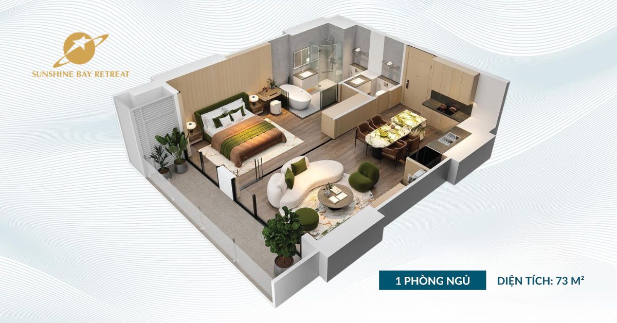 Layout căn hộ 1PN Sunshine Bay Retreat (2)